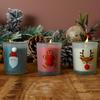 Christmas Candle White With Reindeer, Paraffin Wax