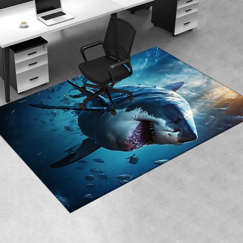 Great White Shark Chair Mat: Office Carpet, Oversized Rug for Home Decor, Sofa Mat, Desk Protector, Gift Idea for Any Room