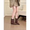 Maillard retro style two wear pointed western cowboy boots women's new fashion pleated pile boots