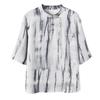 Johnature T-shirt a righe da donna Manica corta estiva Stile cinese Abbigliamento da donna Bottoni T-shirt vintage