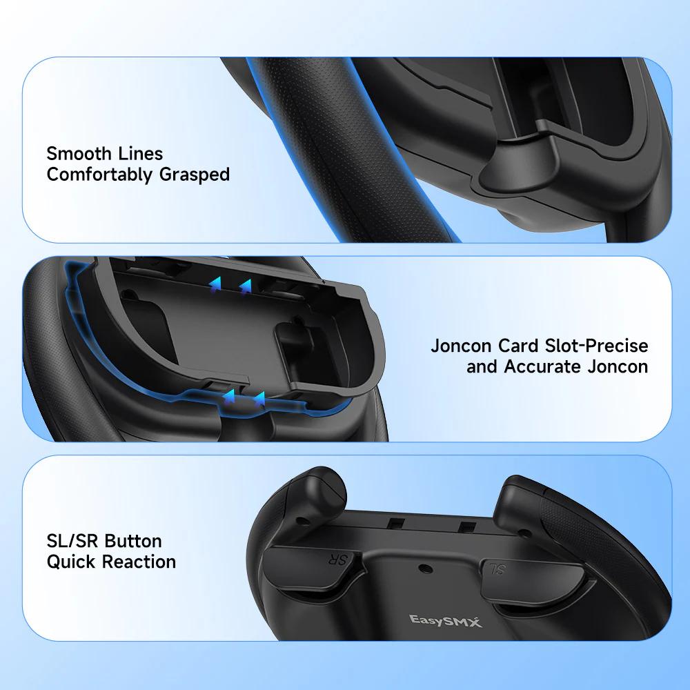 EASYSMX A01 For Nintendo Switch 2 / Switch Left and Right Joy-Con Controller Holder Racing Steering Wheel Grip Handle