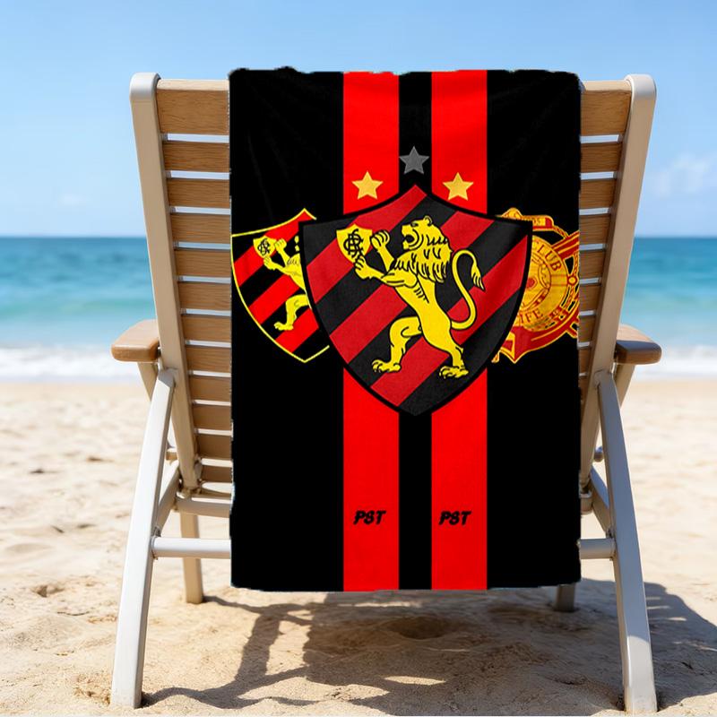 Sportverein Fußballwappen Aufdruck Strandtuch, Super Weiche Mikrofaser, Perfektes Geschenk Geburtstag, für Pool, Strand, Reisen, für Familie und Freunde