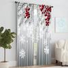 Set Of 2 Christmas Snowflake Red Berry Print Polyester Material Window Curtains Design Easy Hanging Perfect Curtain Made With Rod Pocket