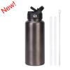 1L Stainless Steel Vacuum Insulated Water Bottle With Handle Straw Lid Outdoor Sports Travel