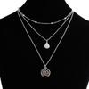Gold Silber Farbe Buddhismus Lotusblume Halsketten für Frauen Weißer Kristall Anhänger Mehrschichtige Kette Halskette Schmuck Zubehör
