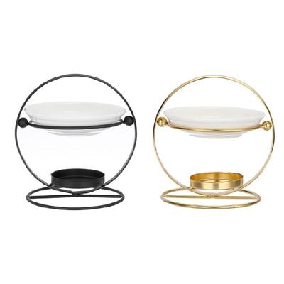 Stylish Ceramics Wax Melt Burners Aromas Oil Warmer and Metal Tealight Stand for Living Space and Bedroom Desk Ornament