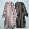 Export Export Cut Mark Stand Collar Long Sleeves Open Heart Long Gingham Dress Women's Loose Casual Outerwear Long Shirt Spring & Fall