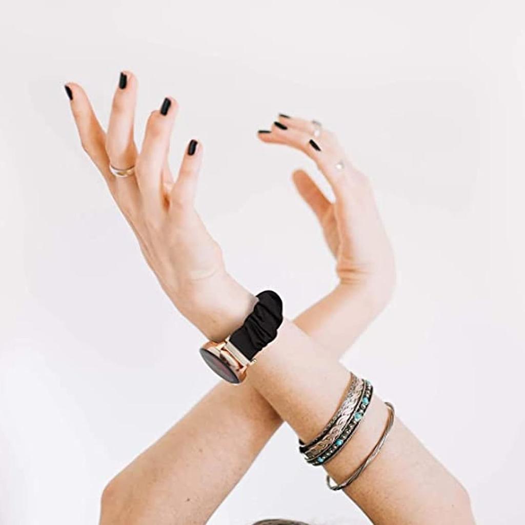 Compatible for Garmin Forerunner 165 Band, Lamshaw 20mm Fabric Elastic Scrunchie Elastic Women Replacement Straps Compatible with Garmin Vivoactive