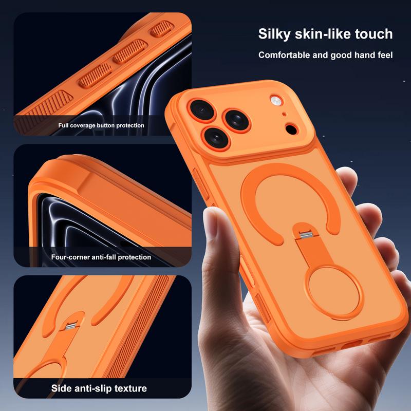Magnetic For Magsafe Stand Phone Case For iPhone 17 Pro Max 16 15 14 13 Luxury 360 Rotating Ring Holder Protection Shockproof Cover