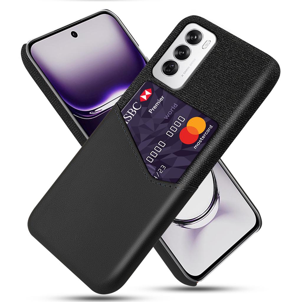 For Oppo Reno12 5G (Global) Case Cloth Texture PU Leather Hard PC Card Slot Phone Cover
