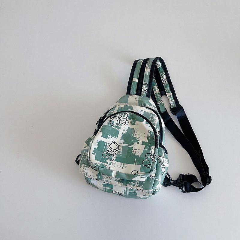 Adorable Cartoon Bear Nylon Backpack For Kids 2024 Large Capacity Lightweight зелёный