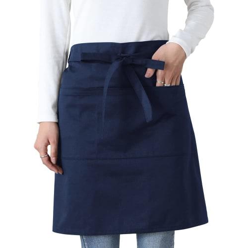 Ibutsu-shi Short Apron, Plain, Below-the-Waist Apron, Wrinkle-Resistant, Dust-Resistant, Unisex, for Chefs, Waiters, Kitchen Cooking, Restaurants, and