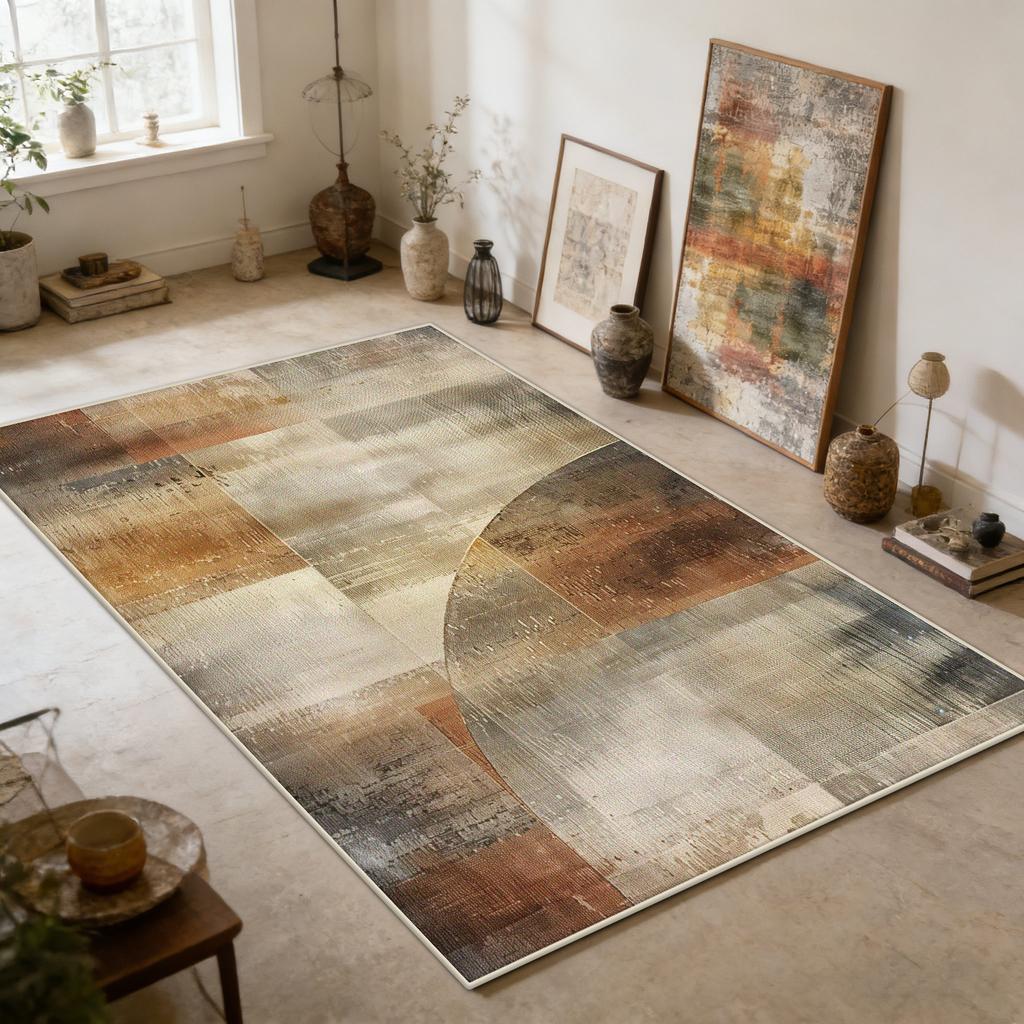 Retro Abstract Art Style Living Room Carpet Modern Decoration Easy Clean Studio Rug Bedroom Cloakroom Lint-free Floor Mat Tapete