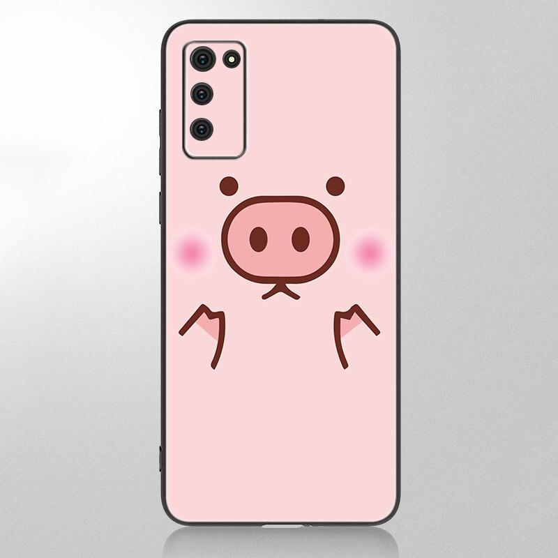 Cartoon Cute Pig Phone Case For Samsung Galaxy A12 A02S A22 A32 A52 A72 A71 A51 A41 A31 A21 A11 A50 A70 A10S A20S Black Cover