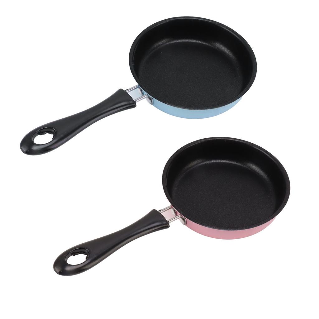 Mini Fry Pan Electroplated Breakfast Pan Round Prevent Stick 12cm Long Handle Easy To Clean Stainless Steel for Kitchen