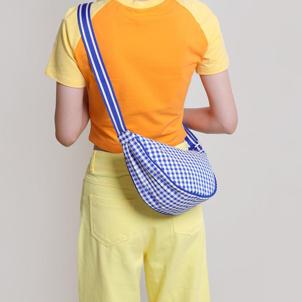 Checkered Dumpling Bag for Commuting Women, Trendy Crossbody Bag, Lightweight Small Crossbody Bag