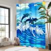 Whale Sea Wave Pattern Bathing Curtain  Bathroom Shower Curtain Waterproof With 12 Hooks Home Deco Free Ship