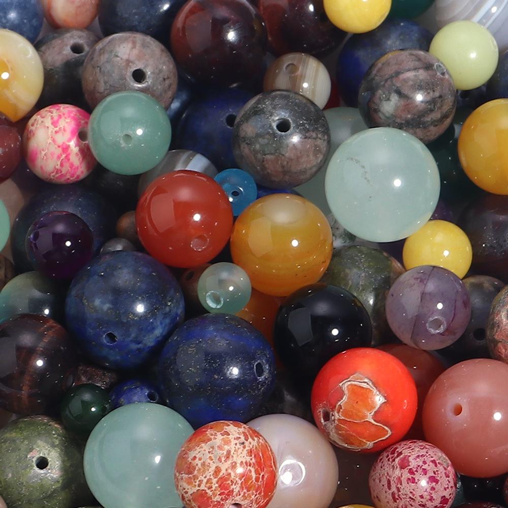20-100pcs 4 6 8 10 12 14mm Natural Stone Beads Mixed Color Round Loose Beads For Jewelry Making DIY Necklace Bracelets Supplies