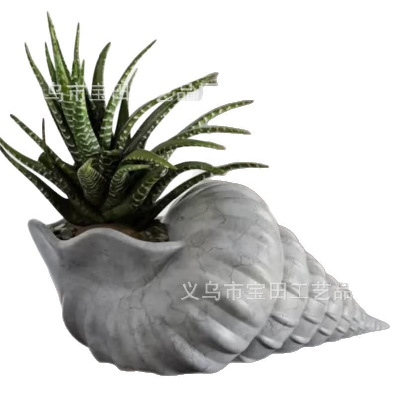 New Creative Resin Statue Conch Flower Pot Plant Planting Container Decoration Home Outdoor Garden Decoration