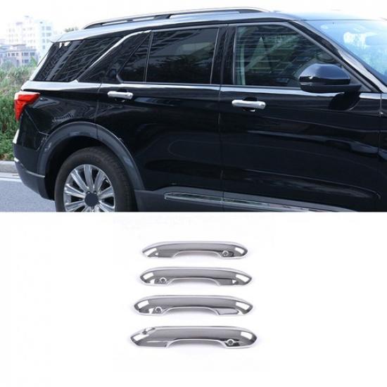 Exterior Side Door Handle Strip Trim For Ford Explorer - Chrome Silver