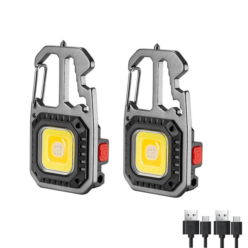 LED Mini Multifunctional Keychain Flashlight USB Rechargeable Portable Pocket EDC Torch Outdoor Emergency Search Camping Lantern