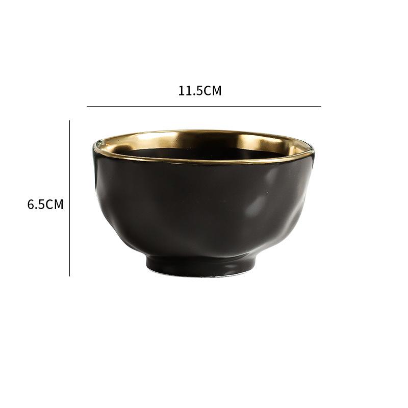 Irregular Gold-plated Edge Ceramic Steak Plate Salad Plate Dessert Plate Matte Thick Soup Bowl Restaurant Creative Tableware
