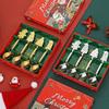 Durable Stainless Steel Christmas Spoon Set 4Pcs Adorable Snowman Santa Tree Handle Flatware for Daily Xmas Dining Use