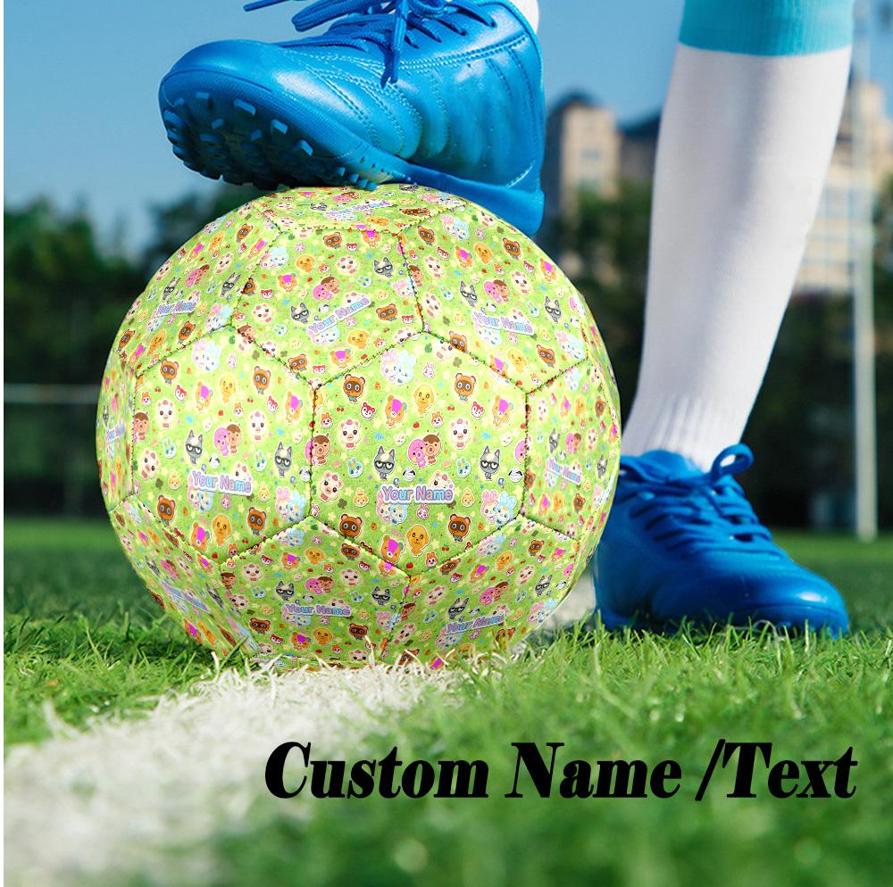 Custom Text Size 5 Soccer Ball, Standard Match Football For OutdoorAnimal Crossing