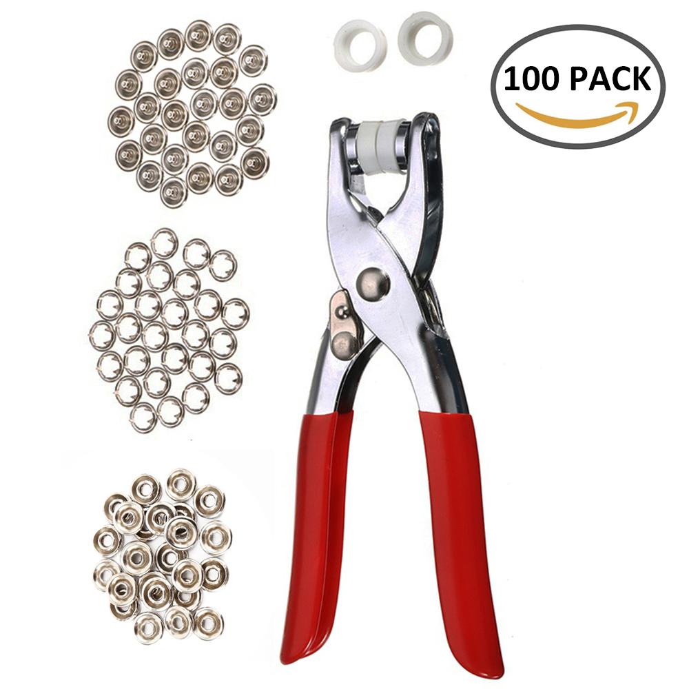 

Snap Buttons Fasteners Kit 9.5mm Metal Five-Claw Snaps Buttons with Fastener Pliers Press Tool DIY Crafts Clothing Bags