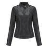 Women's Slim Leather Stand-Up Collar Zipper Stitching Solid Color Jacket