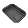Roast Pan with Rack Rectangle Broiling Pan Carbon Steel Iron Handle Anti Stick Dishwasher Safe Baking Pan for Turkeys