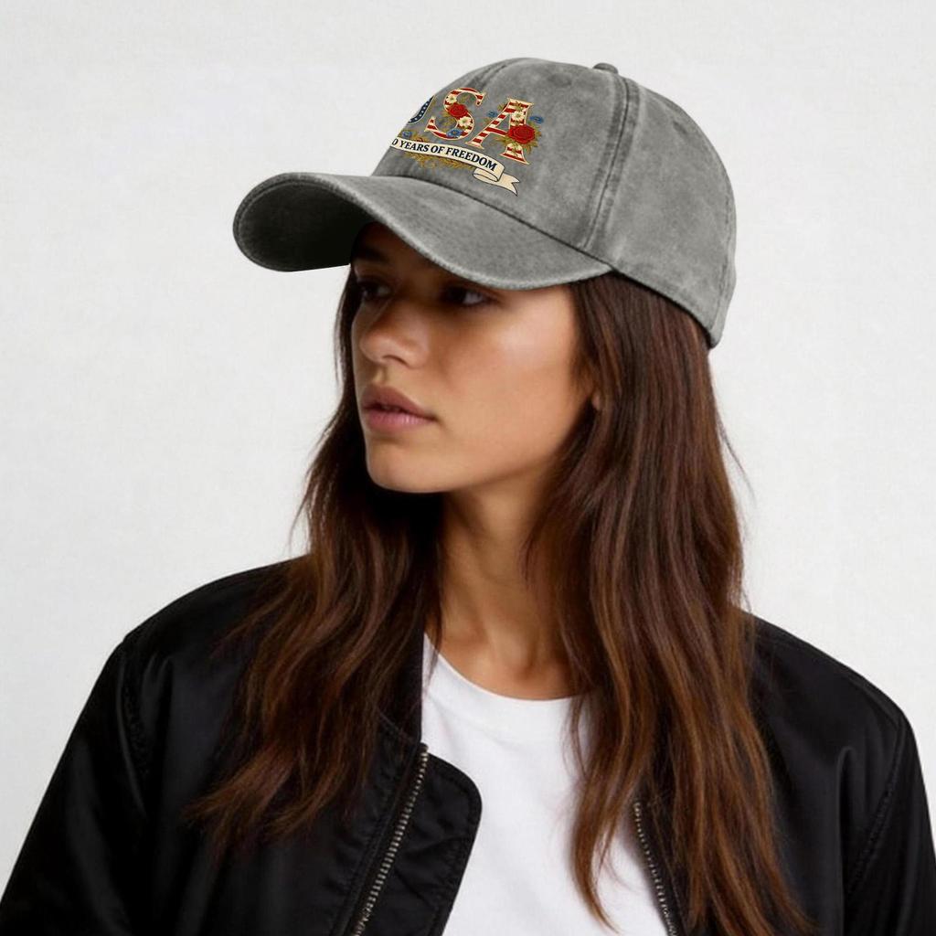 USA 250 Years of Freedom Baseball Cap Vintage Style Embroidered Adjustable Dad Hat Cotton Unstructured Cap
