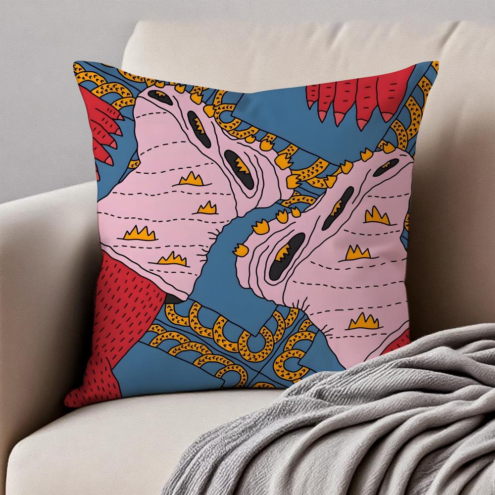 Creative Illustration Of Everything On Shoes Cushion Cover Pillowcase Antidustmite Invisible Zipper Short Plush Sofa Cushion