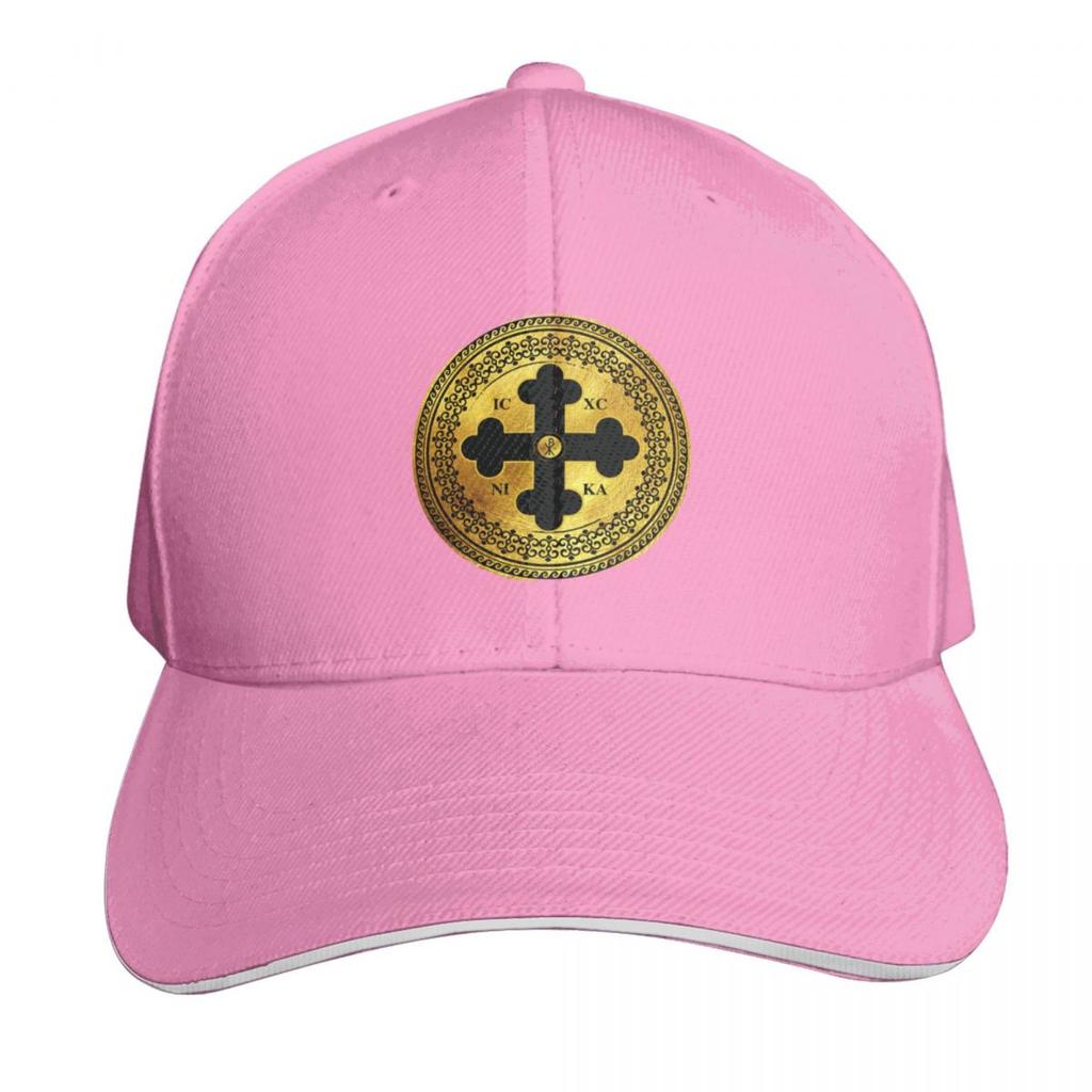 Greek Orthodox Cross Gold Paint Black Trim ICXC NIKA Baseball Cap Sun Cap Streetwear Luxury Unisex Cap Baseball Unisex Womens