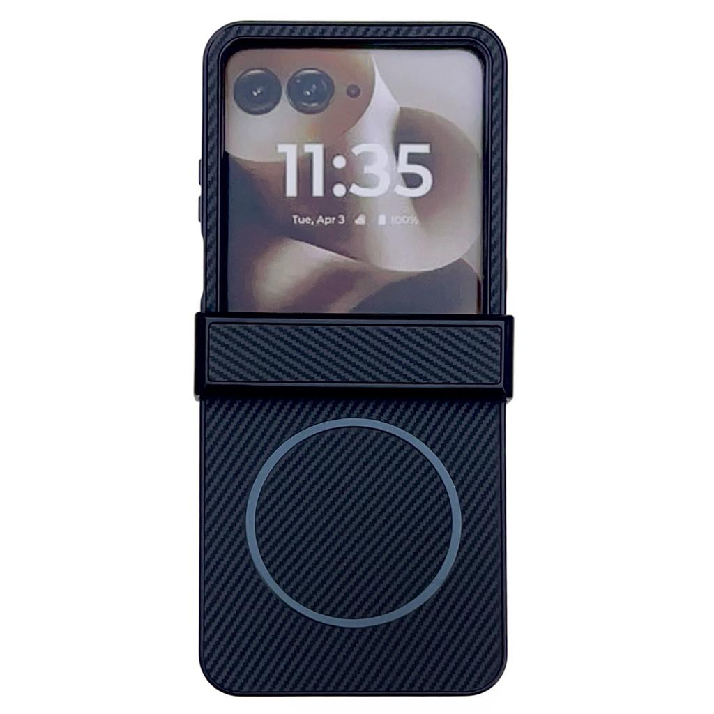 For Motorola Razr 60 Ultra 5G Cover Compatible with MagSafe Carbon Fiber Texture Folding Phone Case