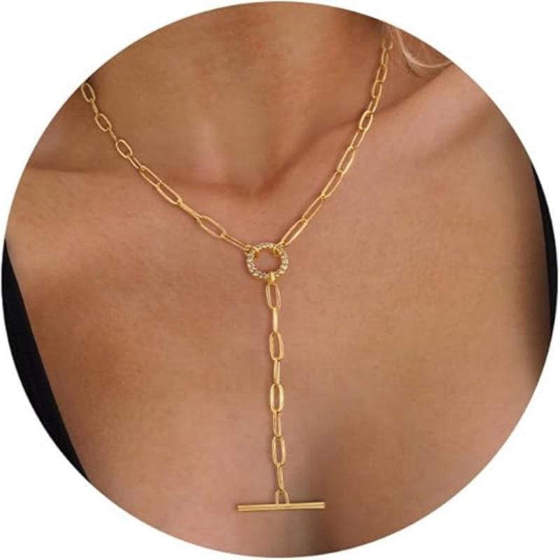 

Real Gold Plated Brass Lariat Necklace for Women золотой