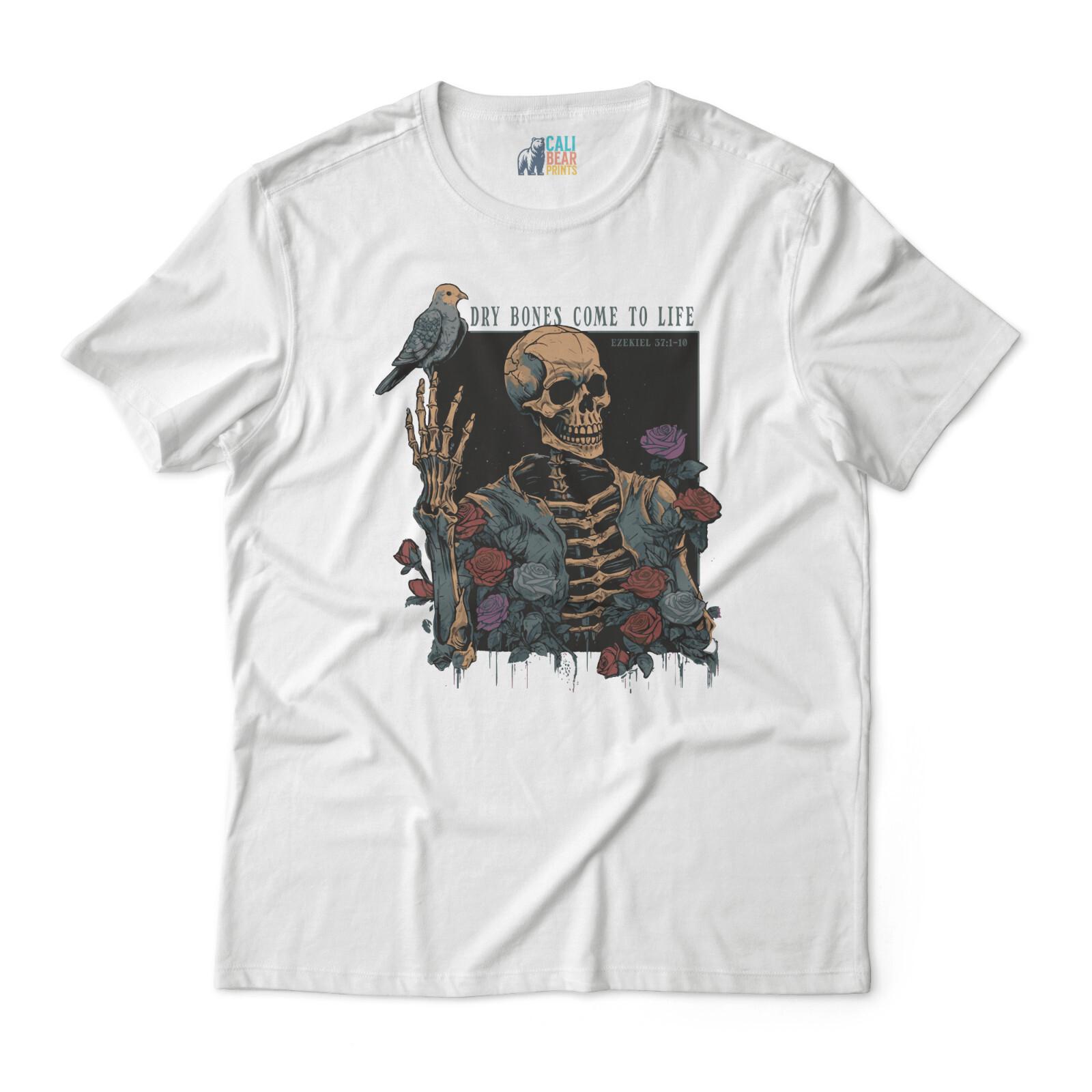 Dry Bones Come to Life Skeleton T-Shirt - Ezekiel 37:1-10 - Unique Graphic Tee S