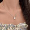 ANENJERY Little Bear Love Heart Letter Necklace For Women Men Clavicle Chain Fashion Jewelry Birthday Gift