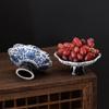 Zhishi Retro Chinese Blue & White High-Footed Fruit Plate