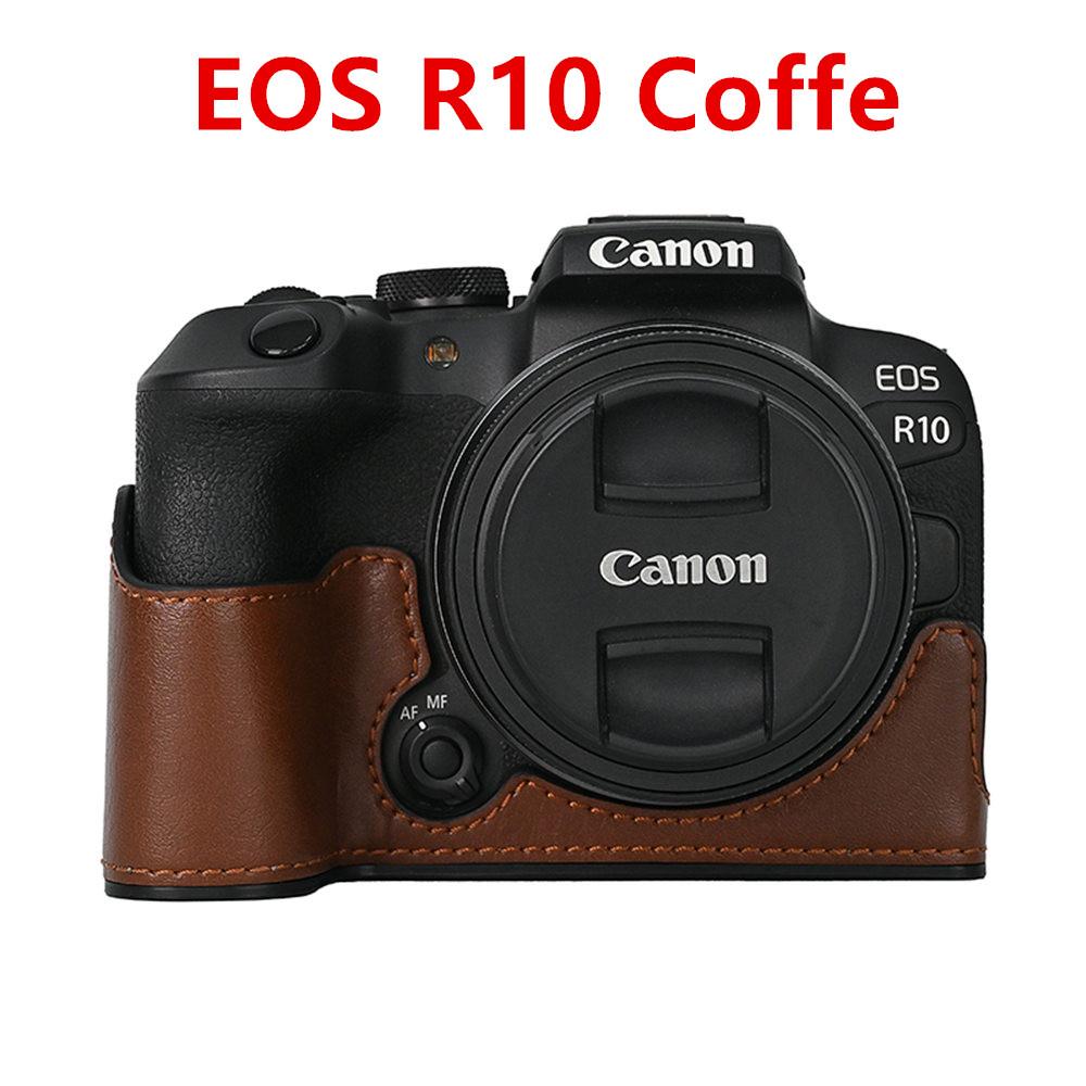 Camera Bag PU Leather Half Body Case for Canon EOS R50 R10 200D 200DII Battery Opening Bottom Cover