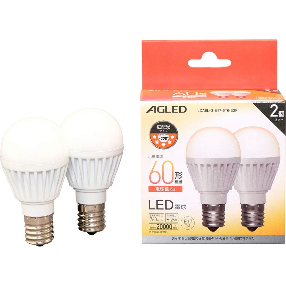 

Energy-Saving Measures: Iris Ohyama LED Bulbs, E17, Wide Beam, 60W Equivalent, Warm White, Set of 2, LDA6L-G-E17-6T6-E2P