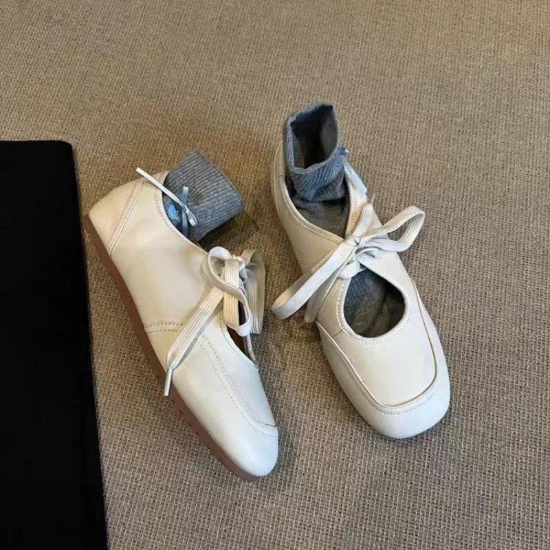 Women's Flat Bottom Slip-On Shoes Spring New Style Casual Versatile White Sneakers Bow Daily Elegant Flop Shoes Trendy