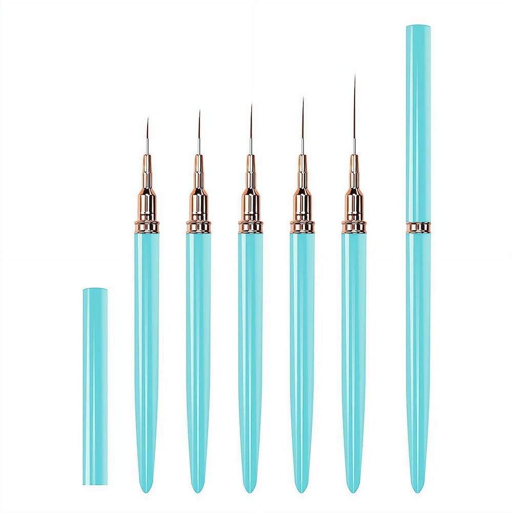 5pcs Nail Art Liner Brushes Long Lines Liner Brush UV Gel Polish Painting Nail Design Brush Plastic Handle Nail Drawing Pens