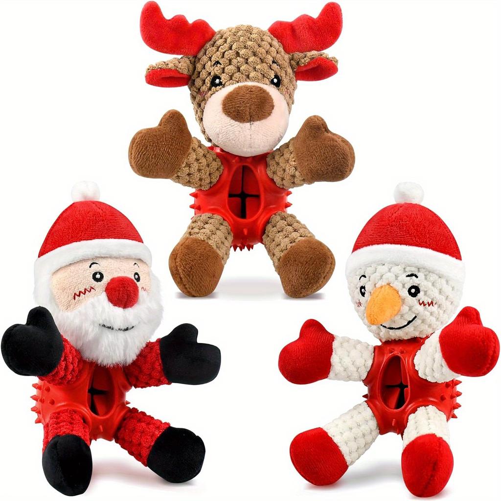 Menține-ți puiul distractiv și sănătos cu jucăriile pentru câini de Crăciun Malier set de 3 - jucării scârțâitoare, interactive și pentru curățarea dinților
