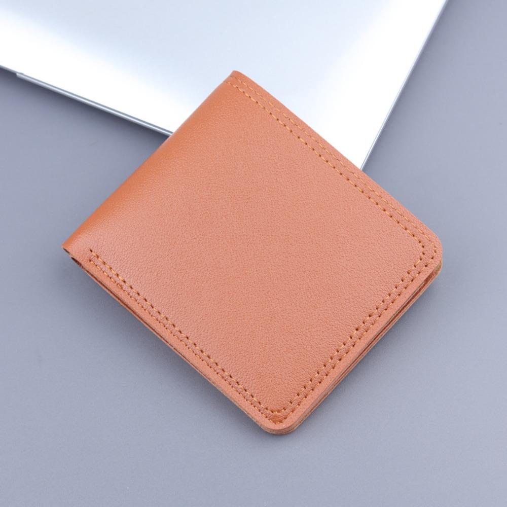 Minimalist PU Leather Men's Short Wallet Two-fold Large Capacity Multiple Pockets Black Coffee ID Card Holder Men Women