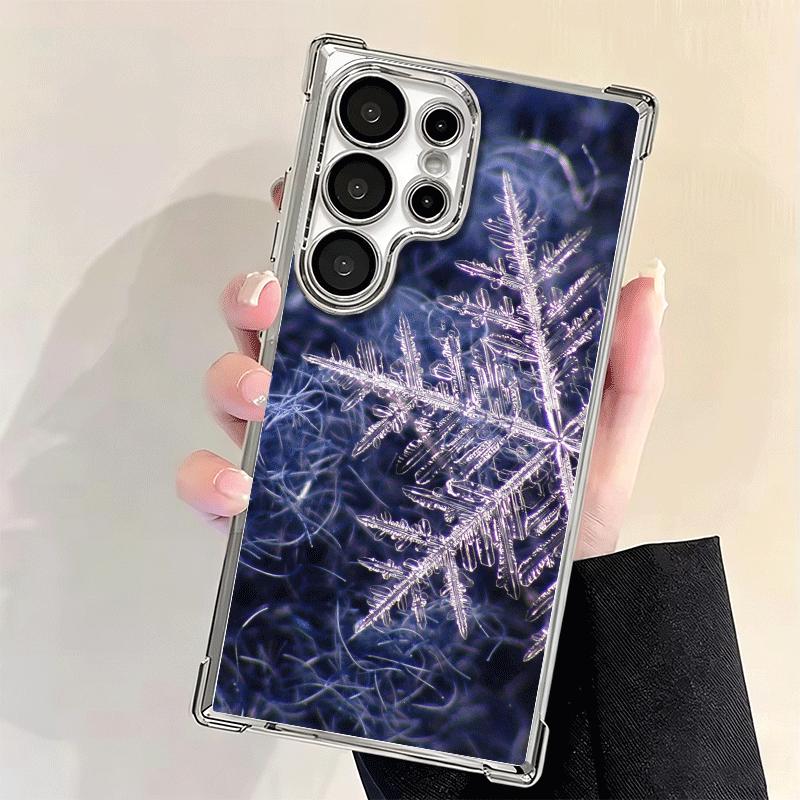 Snow Snowflake Winter Cold Plating Phone Case For Samsung Galaxy S24 S25 FE S26 Edge S23 Ultra S22 S21 Plus S20 Anti-Fall Airaba