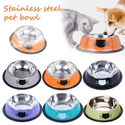 Anti-dumping Cat Bowl Steel Pet Bowl Non-slip Base Neck Spine Protection Easy-to-clean Dog Bowl Pet Feeding Tool