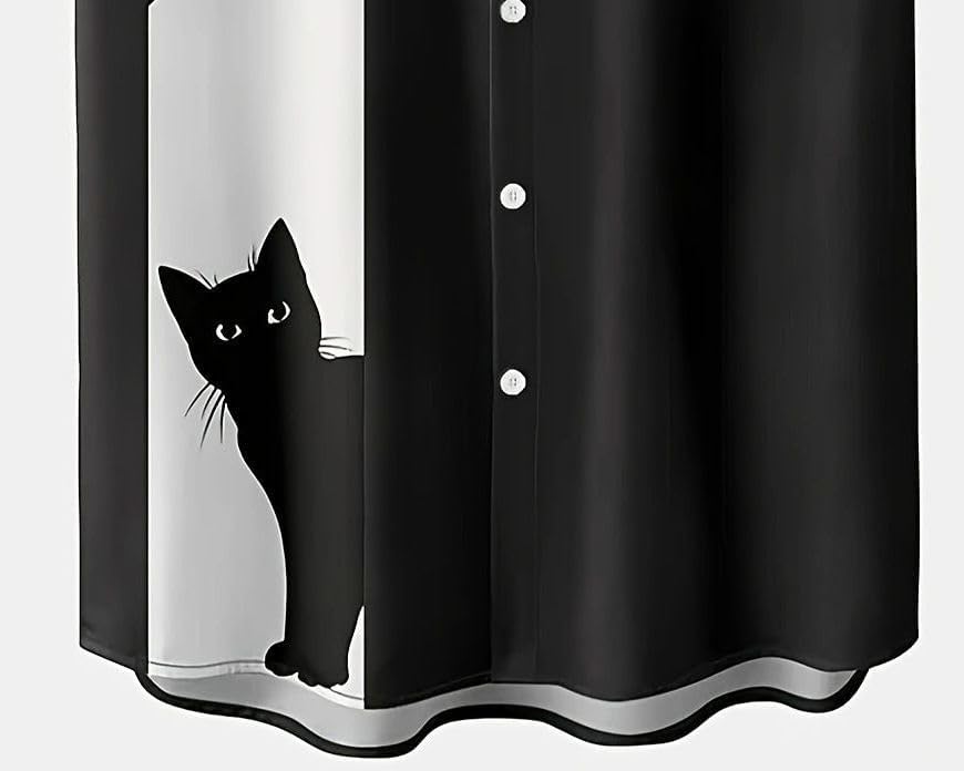 Kočičí potisk tričko s přední zvířecí kočkou na letní oblečení Černá [aspersio] Krátký rukáv s límečkem, unikátní, zábavné, pánské, výrazné, top, cool, volného střihu