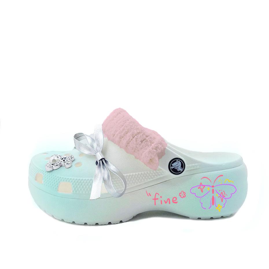 

Crocs Classic Platform Clog EVA Сад бабочек Пляжный Кампус Стиль Обувь с отверстиями Унисекс Белый 34-35 белый