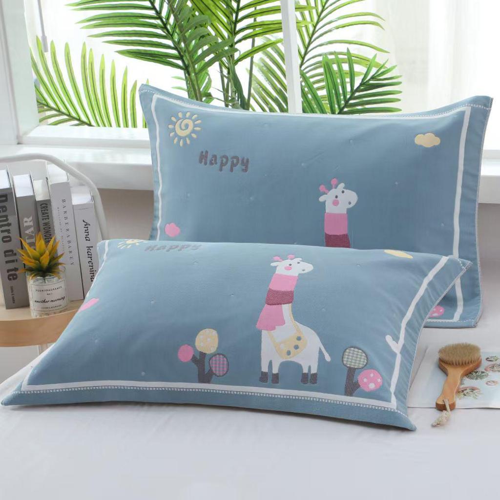 Eight-Layer Gauze Cotton Pillowcase Pair, Soft, Thick, All-Season Comfort for Home Use